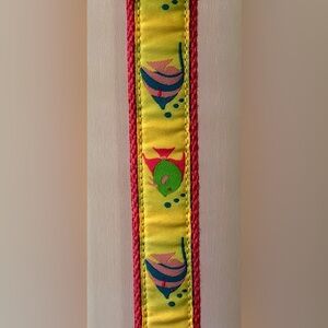 Douglas Paquette “H” Closure Tropical Fish Pink Canvas Belt Women’s Size Large